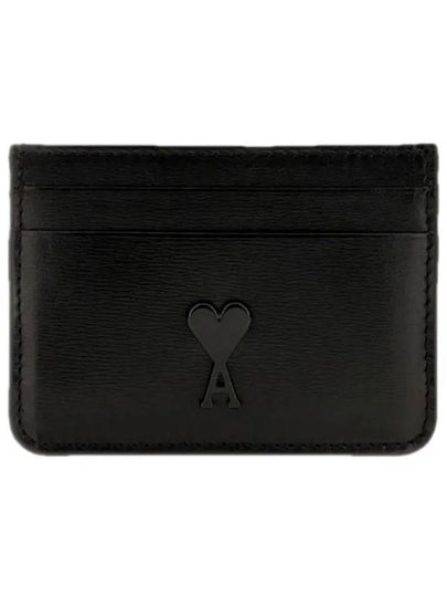 Heart Logo Leather Card Wallet Black - AMI - BALAAN 2