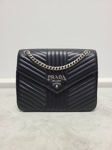 Black Diagram Soft Chain Shoulder Bag - PRADA - BALAAN 1