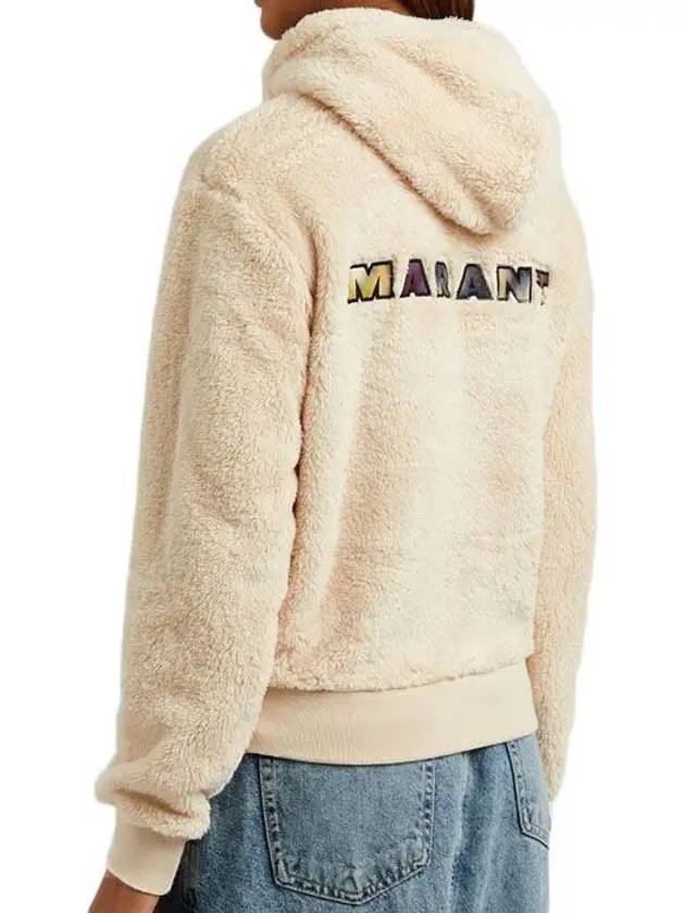 Maeva Embroidered Logo Hoodie Top Beige - ISABEL MARANT ETOILE - BALAAN 3