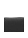 Saffiano Triangle Logo Flap Half Wallet Black - PRADA - BALAAN 4