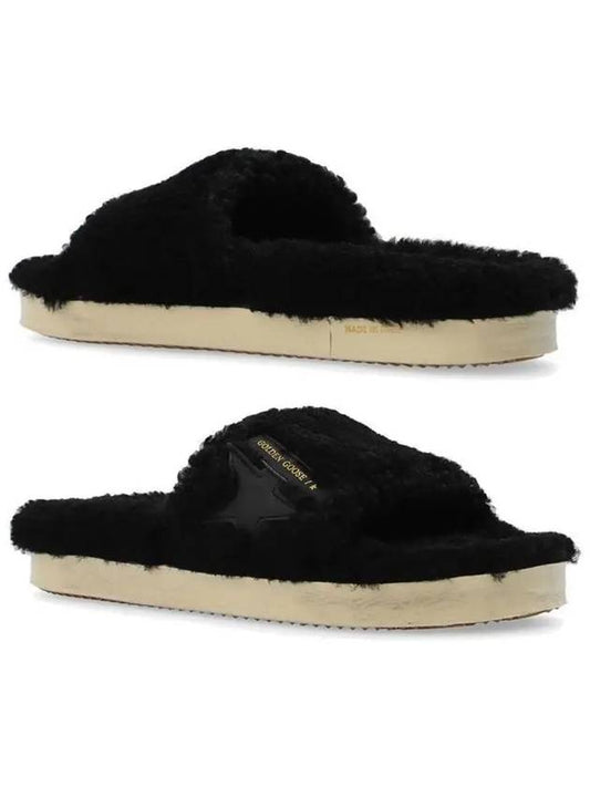 Leather Star Shearling Full Star Slippers Black - GOLDEN GOOSE - BALAAN 2