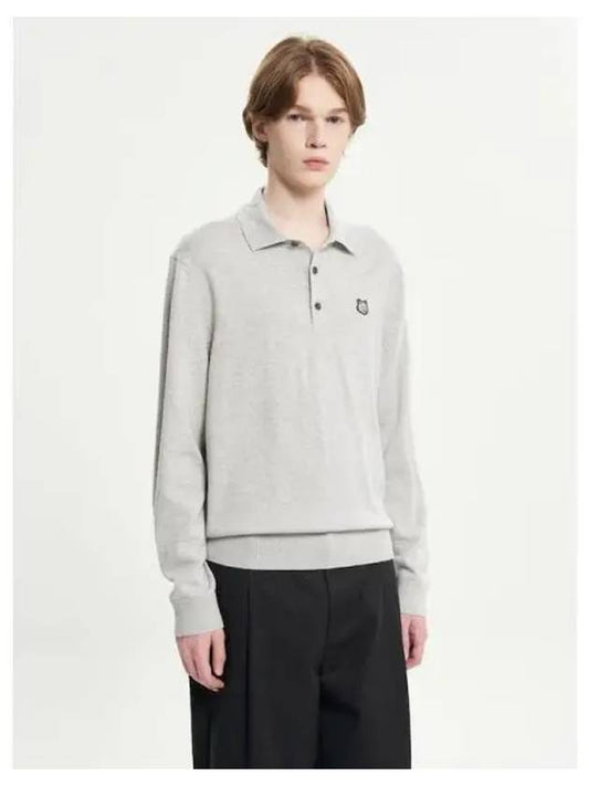 Men s bold foxhead patch polo t shirt sweatshirt light gray melange domestic product - MAISON KITSUNE - BALAAN 1
