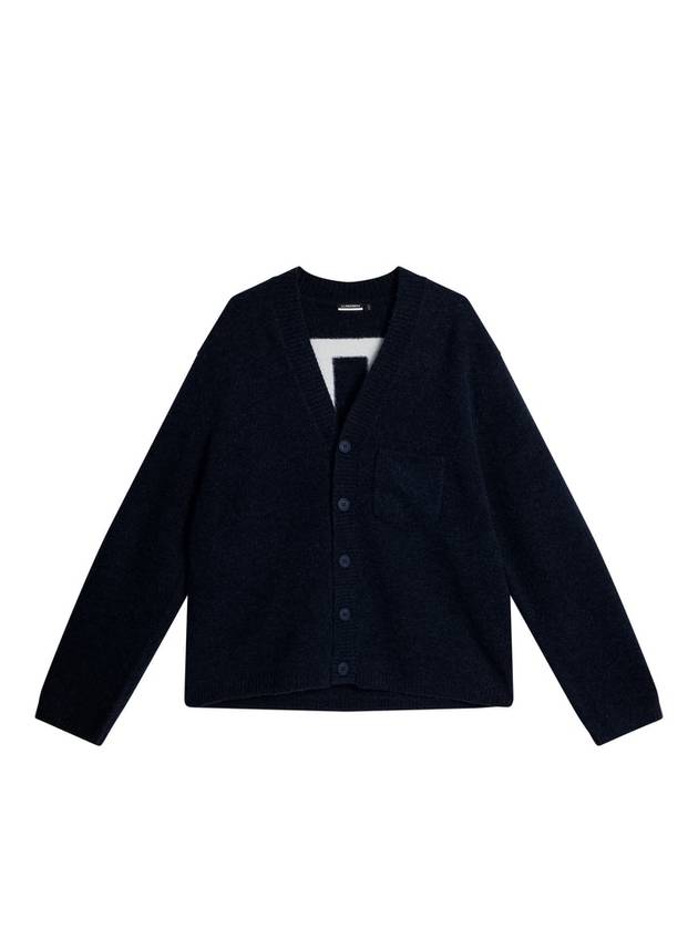 Clarke Back Logo Knitted Cardigan Navy - J.LINDEBERG - BALAAN 2