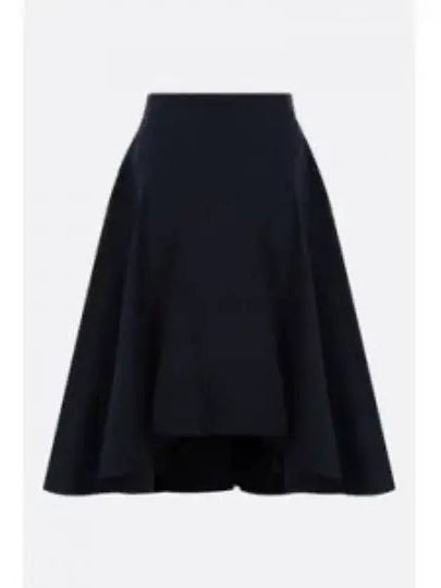 Flare Cotton Unbalanced Skirt Navy - BOTTEGA VENETA - BALAAN 2