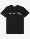 Moncler Women s Logo Black Short Sleeve T Shirt 8C00006 829HP 999 - MONCLER - BALAAN 1