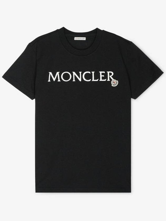 Moncler Women s Logo Black Short Sleeve T Shirt 8C00006 829HP 999 - MONCLER - BALAAN 2