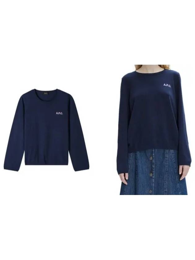 Embroidered Logo Knit Top Navy - A.P.C. - BALAAN 7