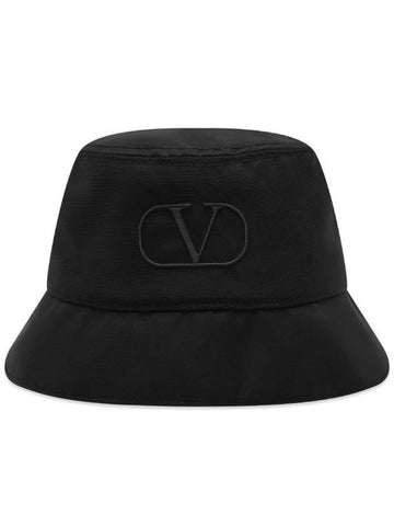 V logo signature bucket hat black - VALENTINO - BALAAN.