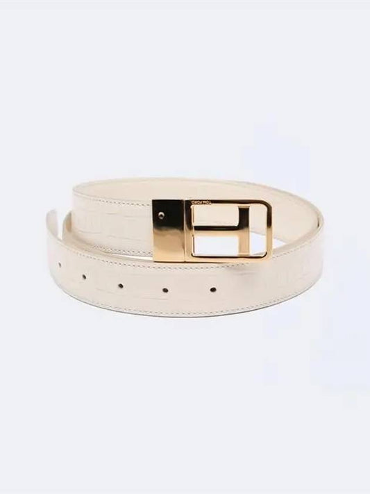 Crocodile Reversible Belt White Gold Plated - TOM FORD - BALAAN.