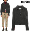 Chunky Links Stitch 4 Bar Polo Merino Wool Cardigan Grey - THOM BROWNE - BALAAN 2