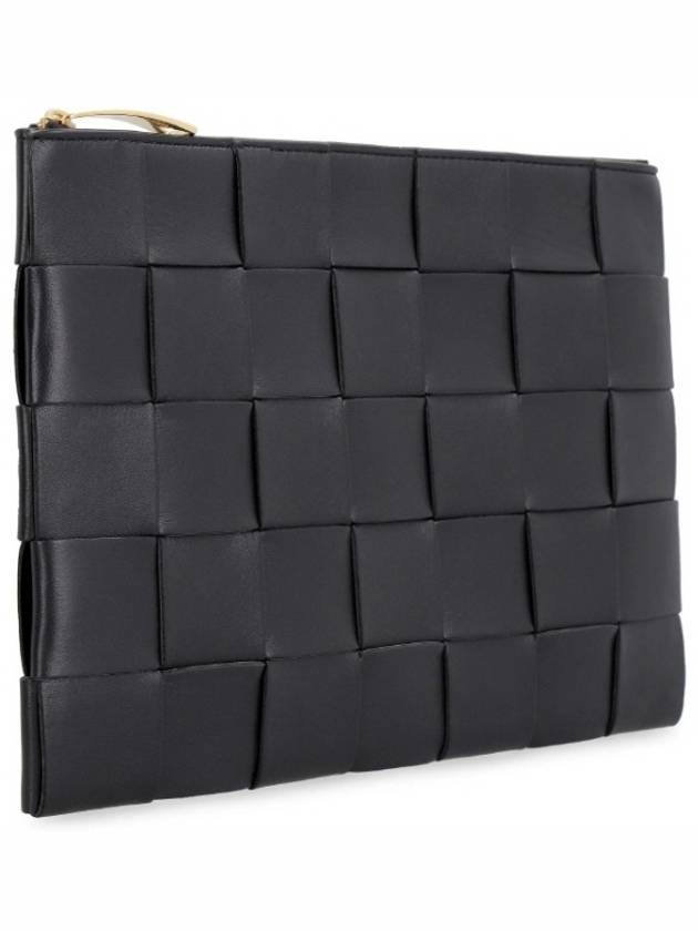 Cassette Intrecciato Medium Clutch Bag Black - BOTTEGA VENETA - BALAAN 4