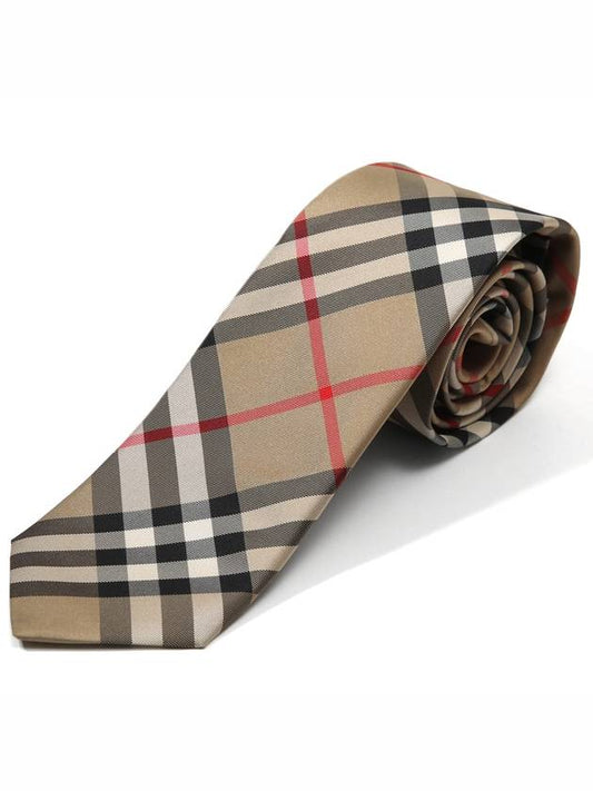 Men's Modern Cut Vintage Check Silk Tie Beige - BURBERRY - BALAAN 2