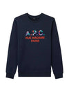 Color Block Logo Sweat Sweatshirt Navy - A.P.C. - BALAAN 1