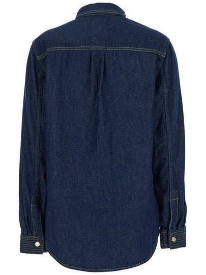 'The Trapunto Shirt' Blue Oversize Shirt With Classic Collar In Denim Woman - FRAME - BALAAN 2