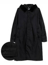 Men's Corduroy Collar Nylon Twill Hooded Car Single Coat Black - BURBERRY - BALAAN 2