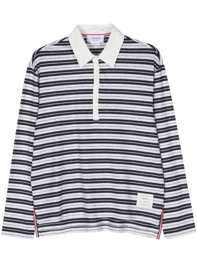 striped long sleeve polo shirt MJP190AJ0120 - THOM BROWNE - BALAAN 2