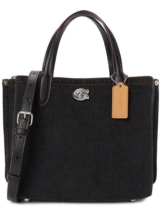 Willow 24 Women s Denim Tote Bag CR708 LH BLACK - COACH - BALAAN 1