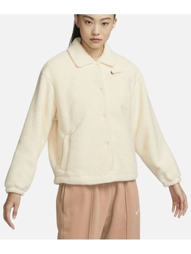 Sportswear Collared High Pile Jacket Coconut Milk - NIKE - BALAAN 2