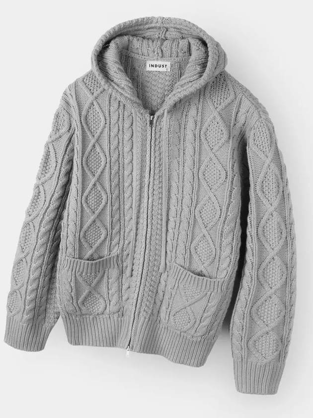 Two way cable hood zip up knit gray - INDUST - BALAAN 3