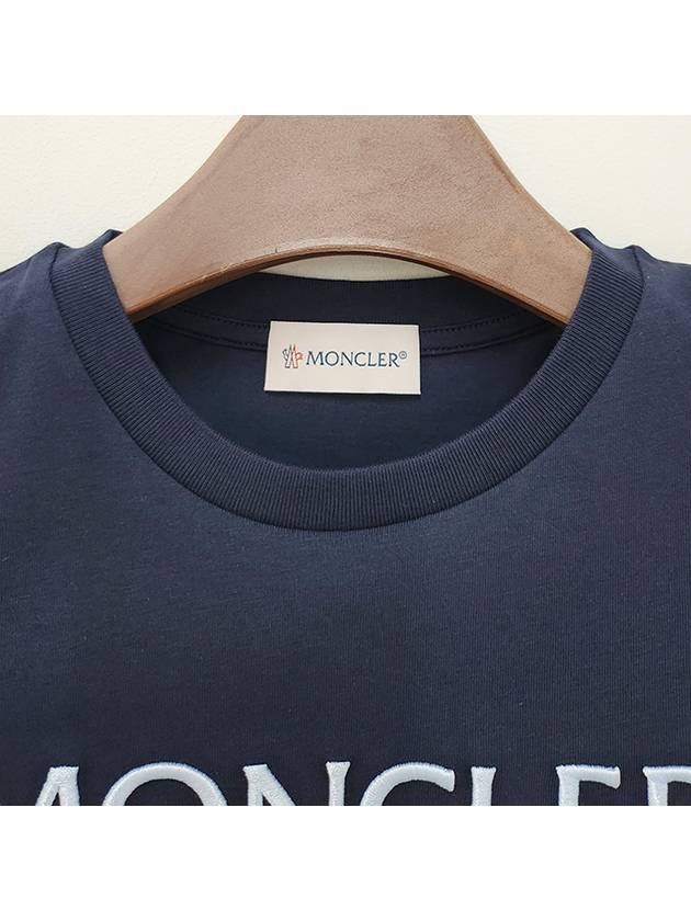 Kids Logo Embroidered Short Sleeve T Shirt 8Y 10Y Navy 8C00005 83907 778 - MONCLER - BALAAN 4