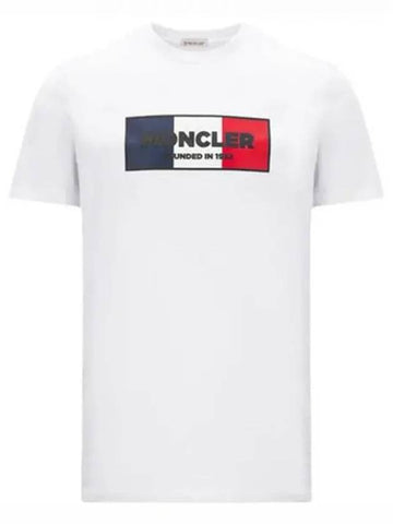 8C00036 8390T 002 Logo Patch Round Short Sleeve T Shirt White Men s TLS 271469 - MONCLER - BALAAN 1