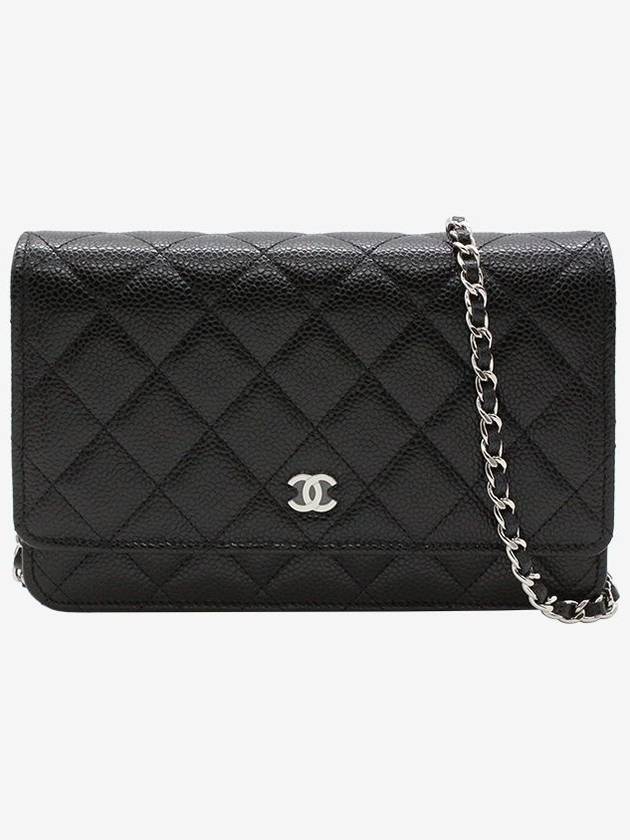 Classic Crossbag On Chain Grained Calfskin & Silver Black - CHANEL - BALAAN 2