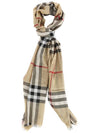 Check Wool Silk Scarf Beige - BURBERRY - BALAAN 2