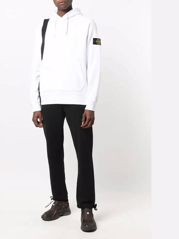 Wappen Patch Brushed Cotton Fleece Hoodie White - STONE ISLAND - BALAAN 5