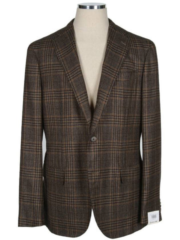 JR232K Brown Cashmere Check Jacket - CARUSO - BALAAN 1