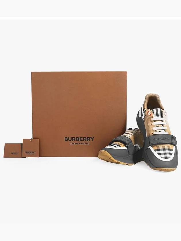 Ramsey Vintage Check Leather Suede Low Top Sneakers Beige - BURBERRY - BALAAN 4