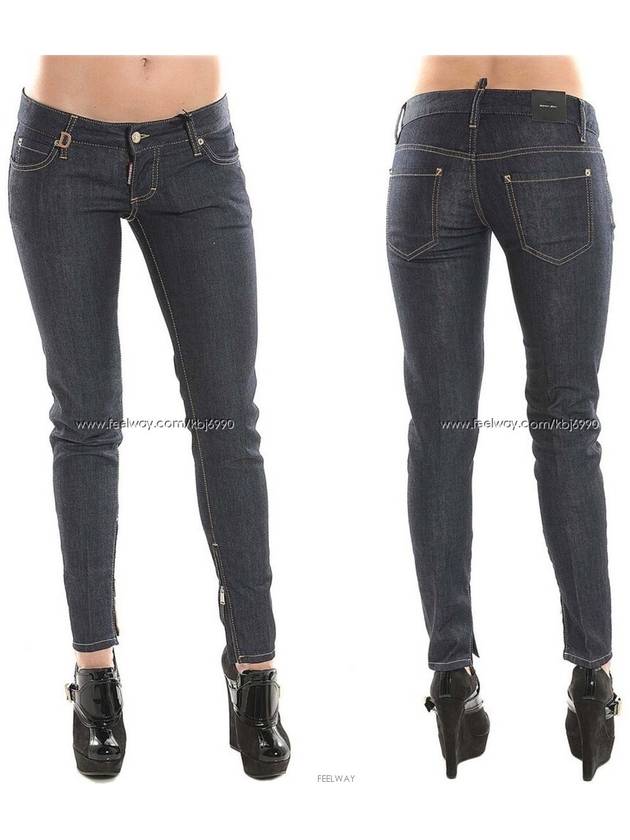 Women's D gold metal tab raw skinny jeans 75LA0456 - DSQUARED2 - BALAAN 8