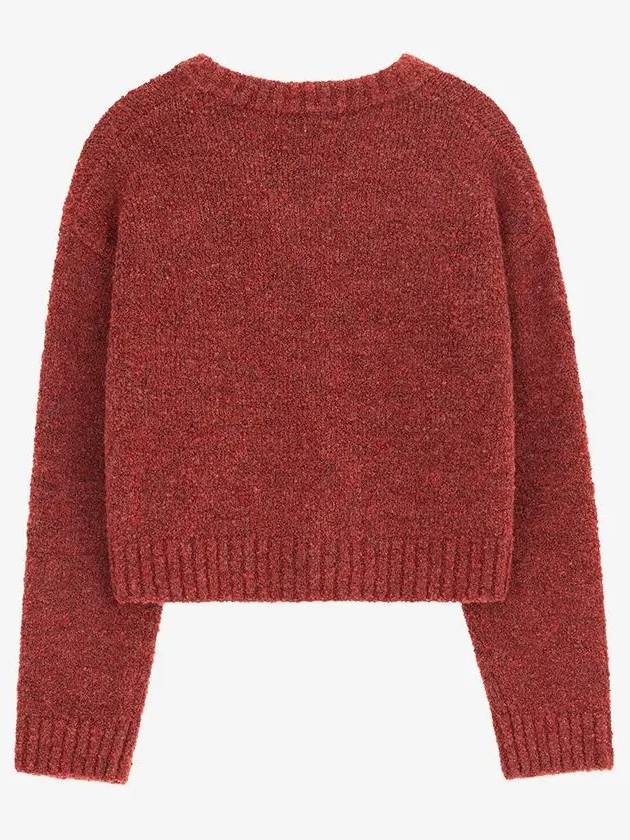 Boucle V-Neck Overfit Knit Top Red - NOIRER FOR WOMEN - BALAAN 4