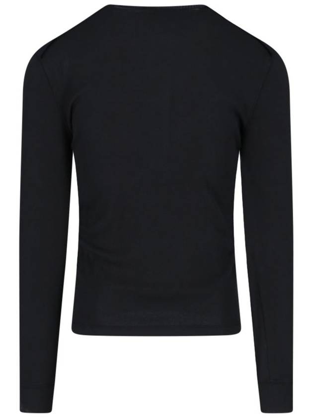 Henry Ribbed Long Sleeve T-Shirt Black - TOM FORD - BALAAN 3