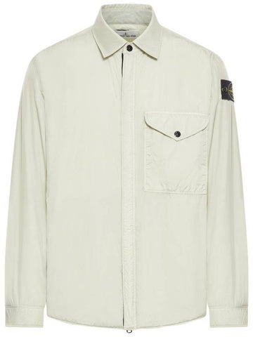 Logo Patch Zip Up Jacket Beige - STONE ISLAND - BALAAN 1