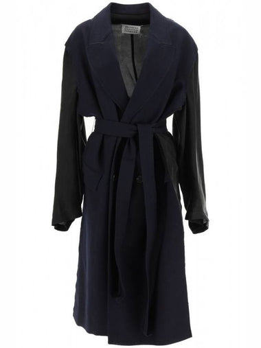 Back Stitch Belt Single Coat Navy - MAISON MARGIELA - BALAAN 1