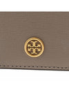 Porta Carte Robinson Leather Card Wallet Gray - TORY BURCH - BALAAN 7