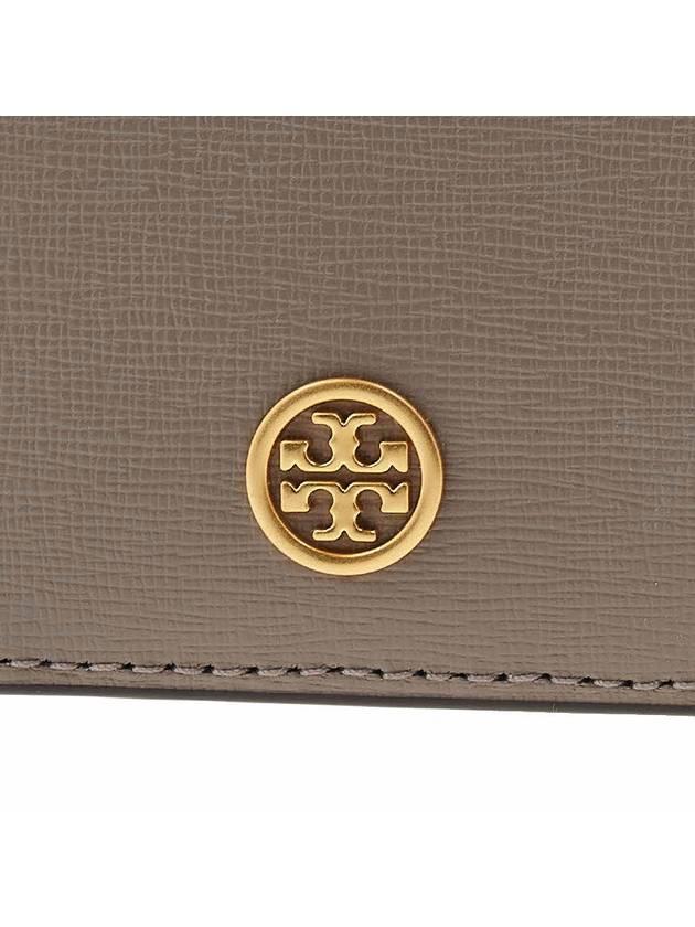 Porta Carte Robinson Leather Card Wallet Gray - TORY BURCH - BALAAN 7