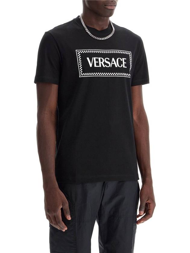 Logo Print Short Sleeve T-Shirt Black - VERSACE - BALAAN 3