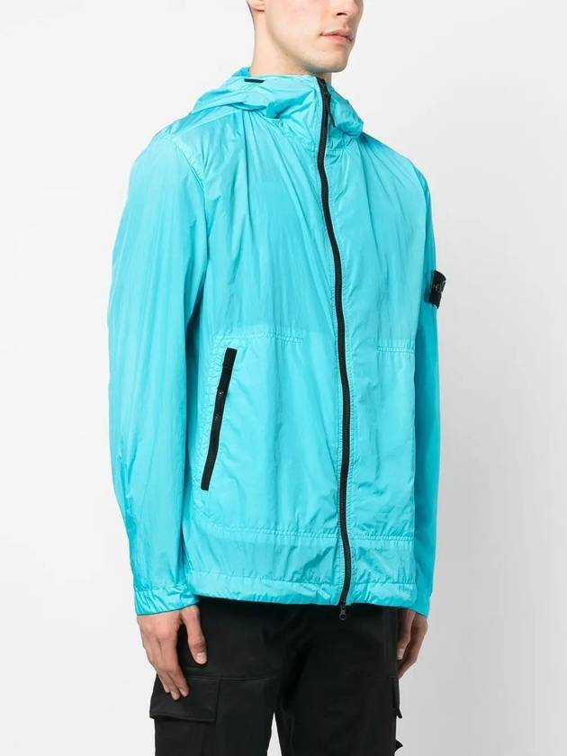 Men's Wappen Patch Nylon Hooded Jacket Light Blue - STONE ISLAND - BALAAN 4