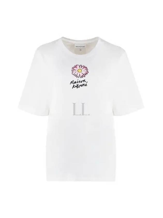 Floating Flower Cotton Short Sleeve T-Shirt White - MAISON KITSUNE - BALAAN 2