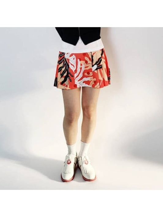 Golf Wear Golf Pleated Skirt 24 Year Product GWSD10136 Paradise Monstera Coral - J.LINDEBERG - BALAAN 1