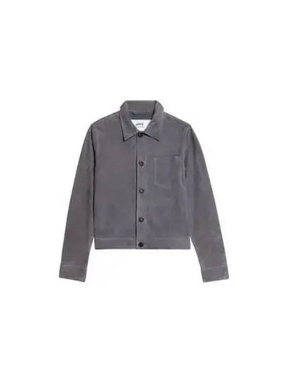 Suede Overshirt Jacket Grey - AMI - BALAAN 2