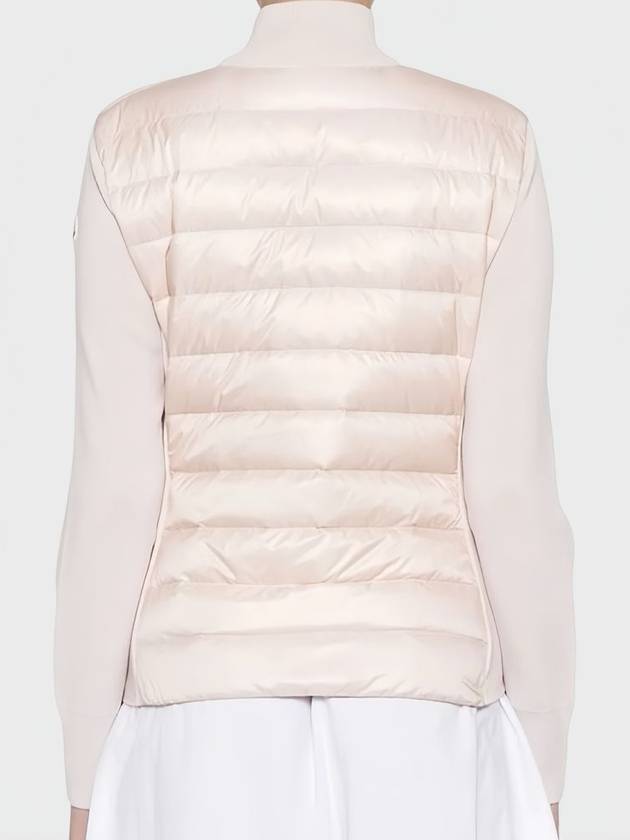 Padded knit zip up baby pink beige cardigan - MONCLER - BALAAN 4