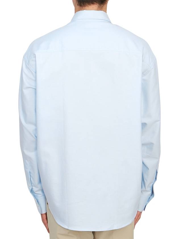 Heart Logo Boxy Fit Button Long Sleeve Shirt Sky Blue - AMI - BALAAN 4