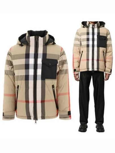 Check Reversible Hooded Padding Beige - BURBERRY - BALAAN 2