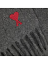 Small Heart Logo Wool Scarf Dark Grey - AMI - BALAAN 4