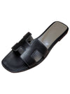 Oran Calfskin Slippers Noir Piqures Ecrues Black - HERMES - BALAAN 2