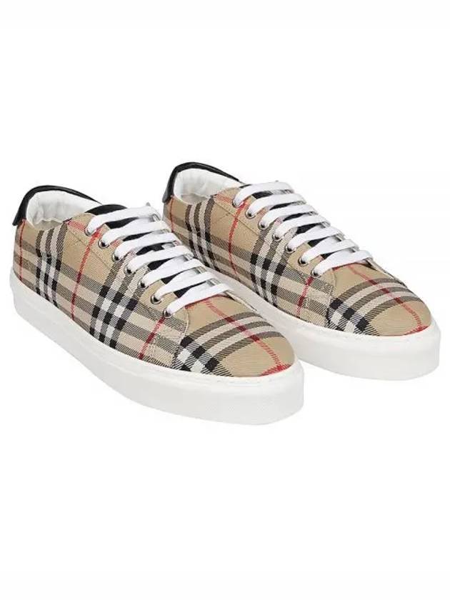 Men's Vintage Check Leather Low Top Sneakers Archive Beige - BURBERRY - BALAAN 2