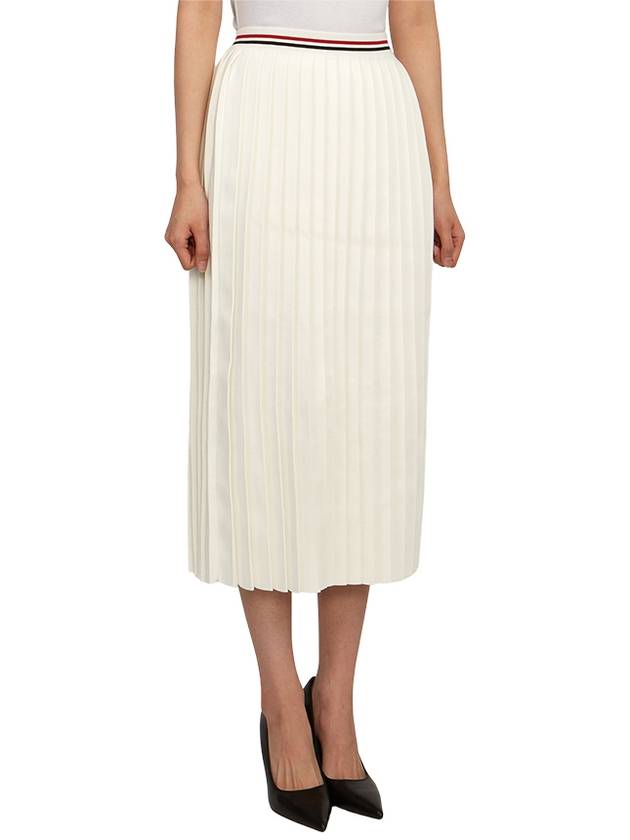 Cotton Stripe Pleated Skirt White - THOM BROWNE - BALAAN 4