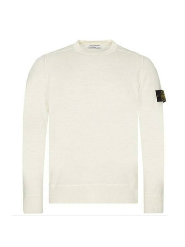 Light Wool Crewneck Knit Top Off White - STONE ISLAND - BALAAN 1